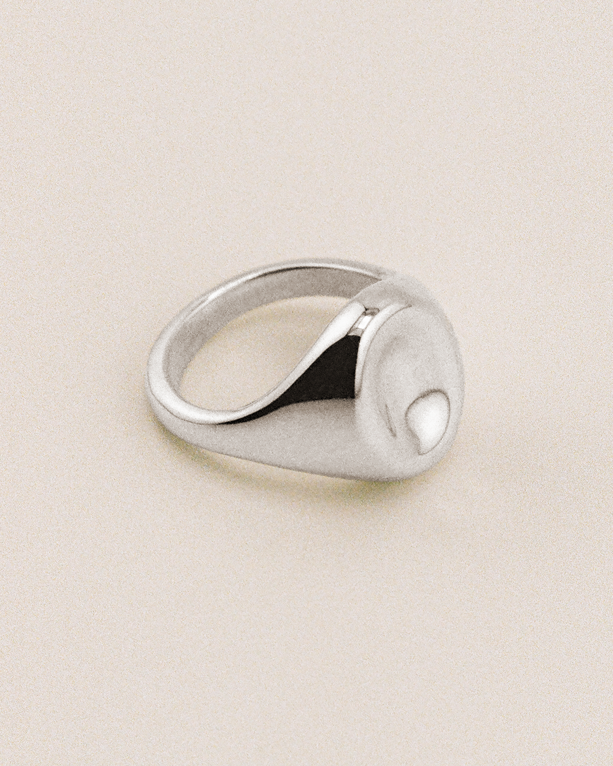 Mushu sterling silver signet ring, front view