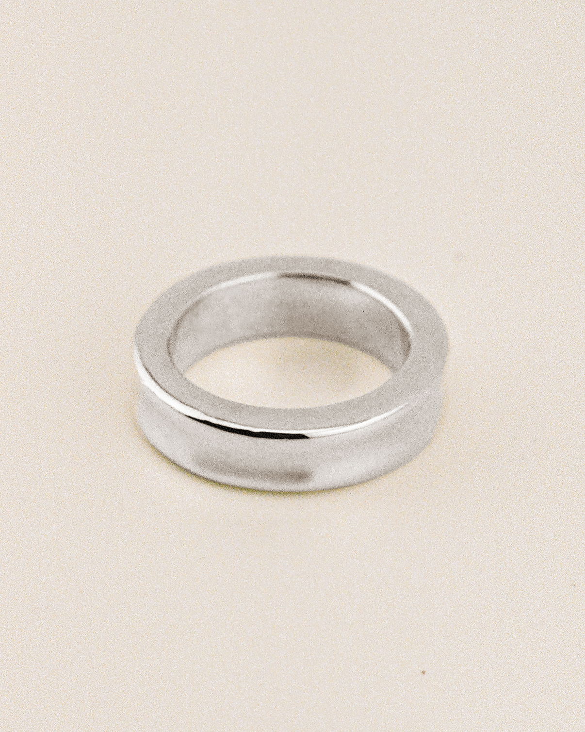 Concave sterling silver signet ring, front view
